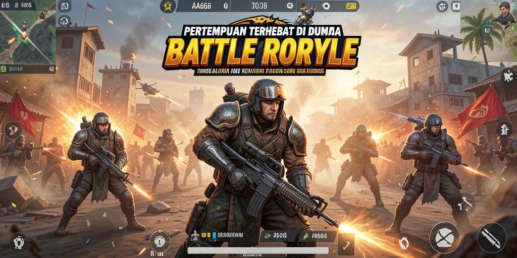Tampilan seru gameplay AA666 menampilkan pertempuran intens di arena Battle Royale.