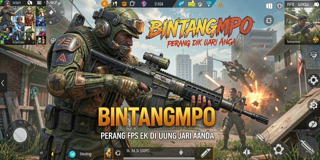 Screenshot utama menampilkan aksi intens dalam permainan FPS.