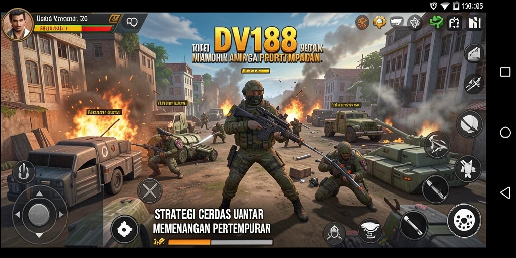 Tampilan gameplay DV188 dengan pertempuran strategis yang mendebarkan.