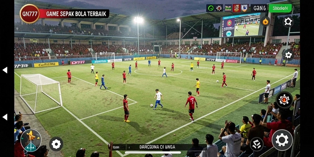 Tangkapan layar dari gameplay sepak bola yang menegangkan di GN777.