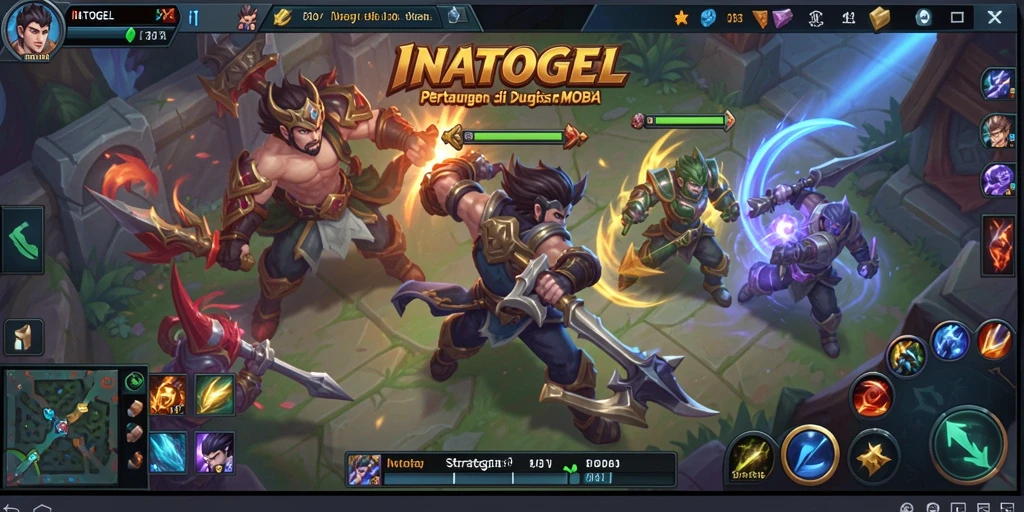 Screenshot menampilkan pertempuran intens dalam game MOBA.
