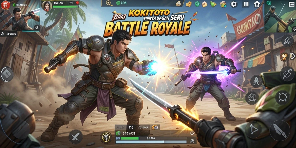 Tangkapan layar gameplay KOKITOTO yang intens dalam aksi Battle Royale.