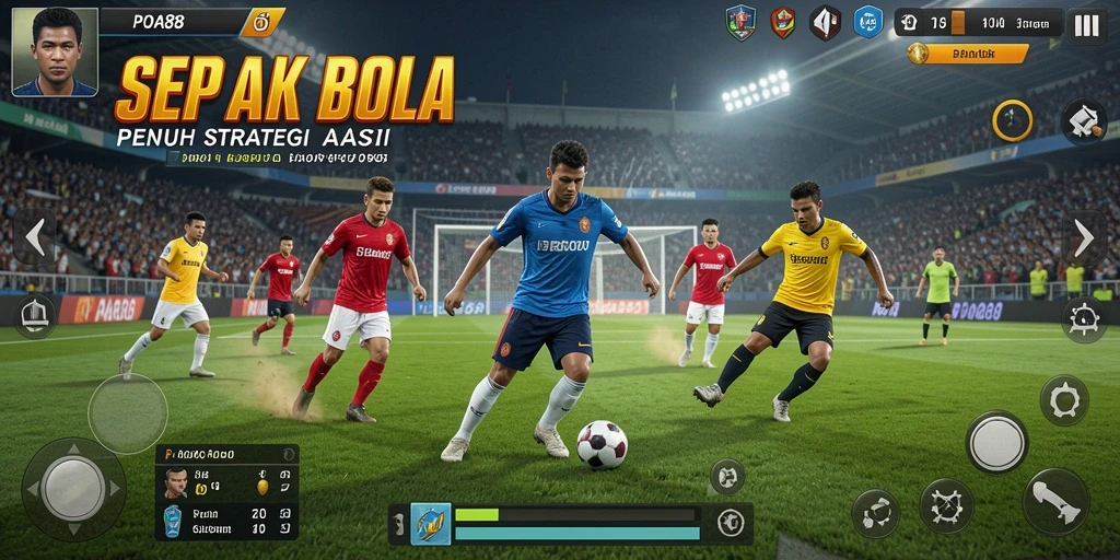 Screenshot gameplay POA88 menampilkan aksi sepak bola mendebarkan.