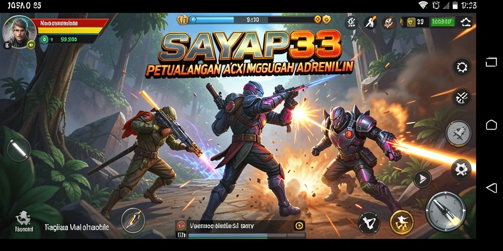 Screenshot utama menunjukkan aksi menegangkan dalam permainan SAYAP33.