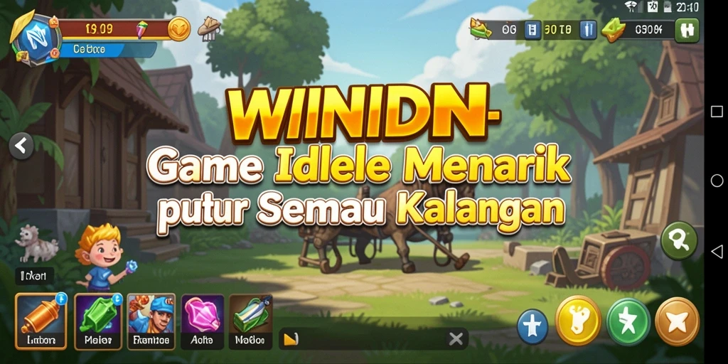 Screenshot gameplay WINIDN menunjukkan aktivitas mengelola sumber daya.